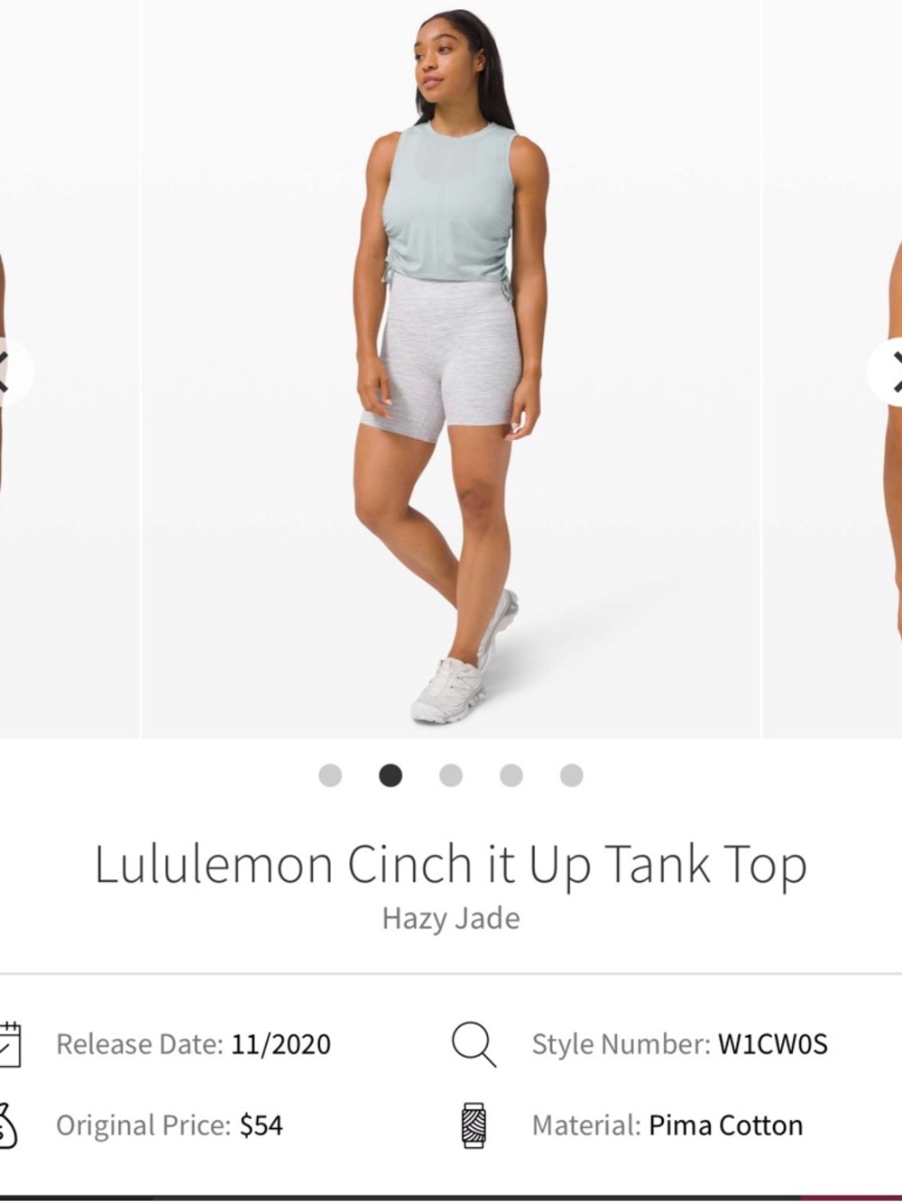 Lululemon Cinch It Up Tank Top in Hazy Jade no size tag, but fits a 6/8 - Picture 2 of 8